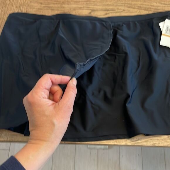CHRISTINA BLACK BIKINI BOTTOM ATTACHED TO SKIRT.  NEW - Picture 3 of 7